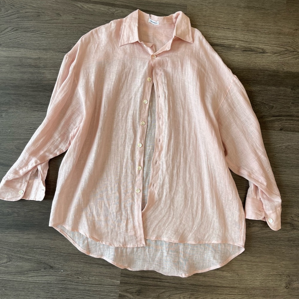 Women’s Vitamin A Oversize Sun Kissed Linen Playa Shirt.